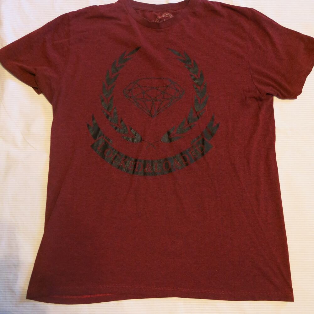 LOCKED AND LOADED T Shirt Size L Men's Red Casual Urban Streetwear American